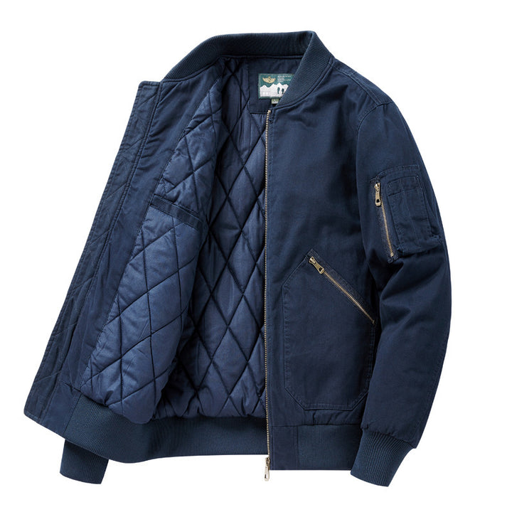 Men's Canvas Bomber Jacket in Vintage Workwear Design with Arm Pocket Mune Fashion