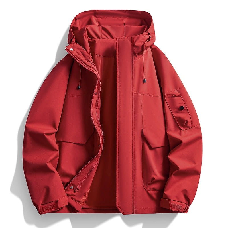 Men's Waterproof Hooded Jacket in Utility Style with Welded Seams and Concealed Zipper Mune Fashion