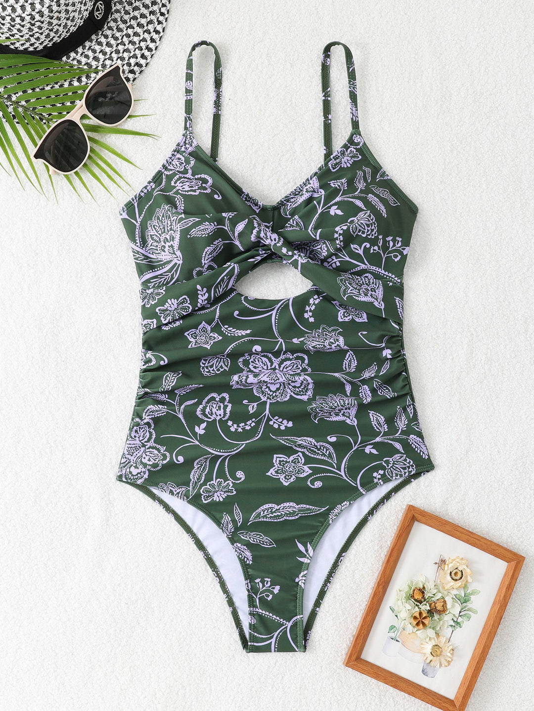 Women One-Piece Swimsuit with Floral Cut-Outs Mune Fashion