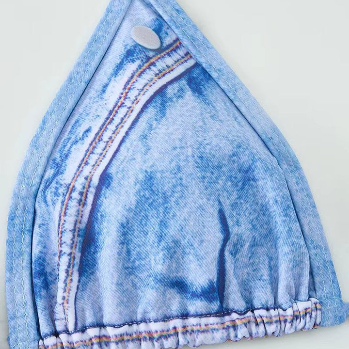 Women's Denim Bikini Set with Elegant Side Ties Mune Fashion
