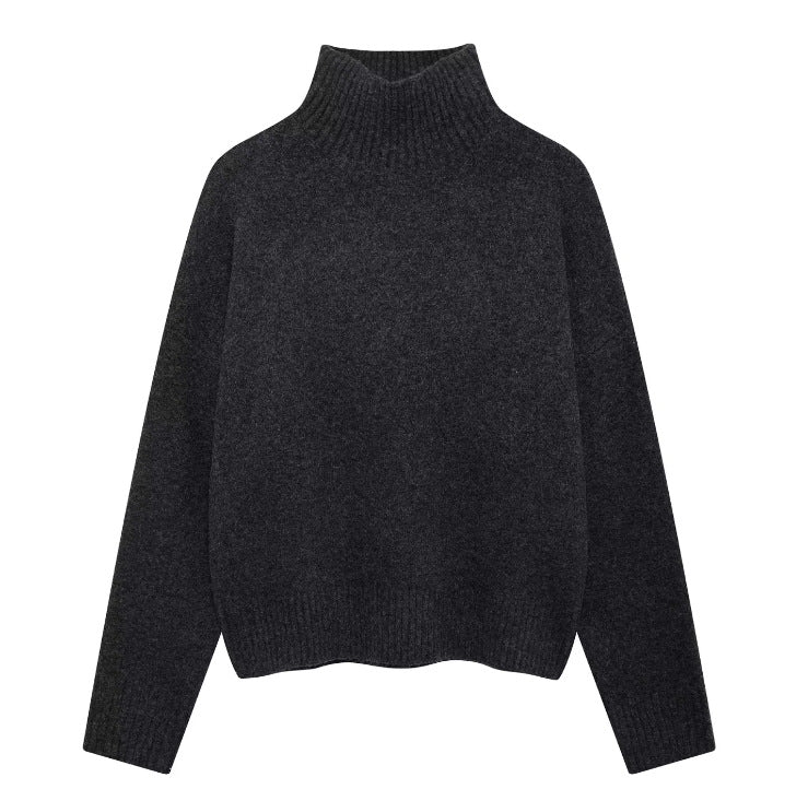 Women 200+ ribbed cropped sweater with stand-up collar and oversized sleeves Mune Fashion