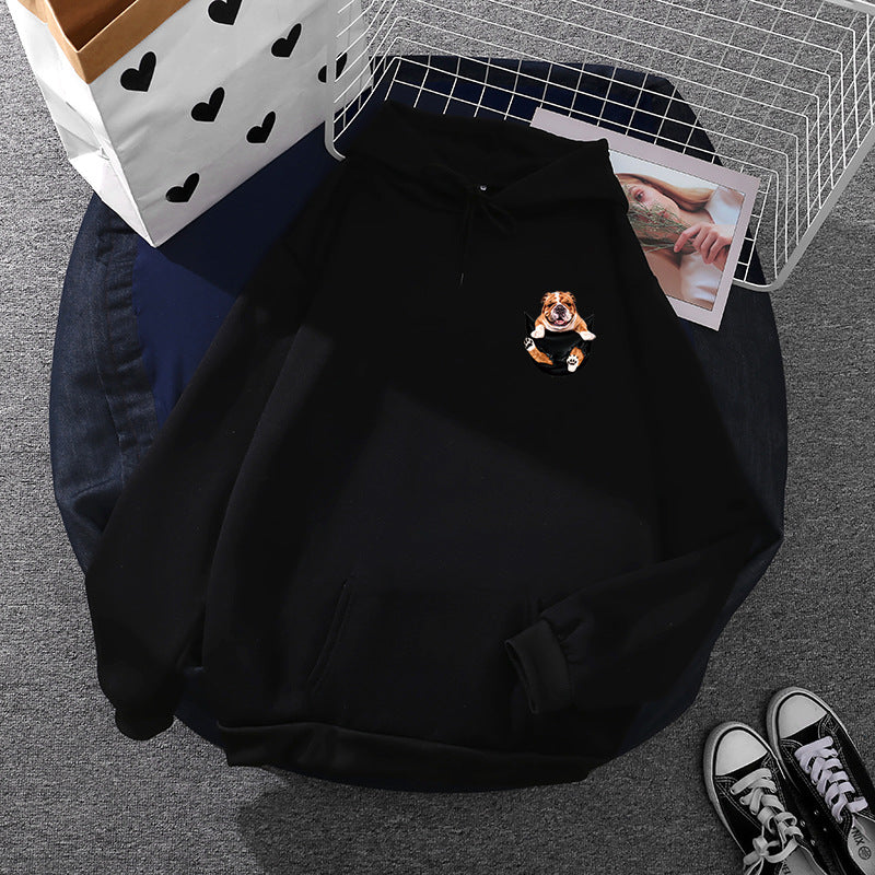 Unisex hoodie with bulldog pocket patch, oversized cut and brushed fleece inner side Mune Fashion