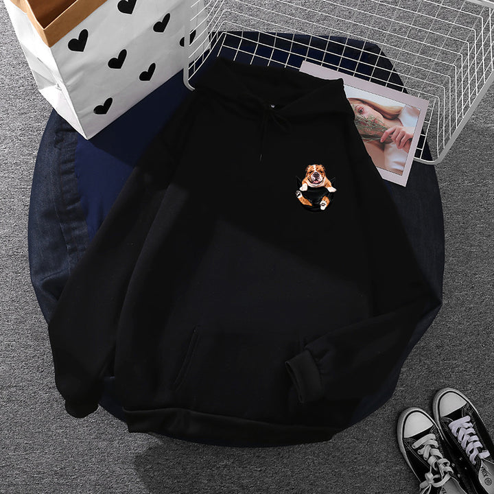 Unisex hoodie with bulldog pocket patch, oversized cut and brushed fleece inner side Mune Fashion