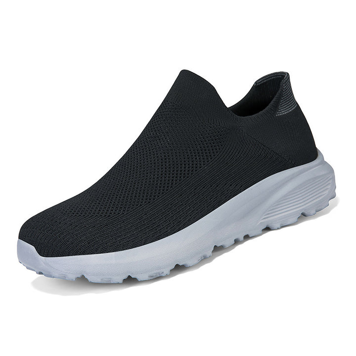 Unisex nan elastic knit slip-on shoe with contoured viscoelastic insole and slip-resistant shock-absorbing outsole Mune Fashion