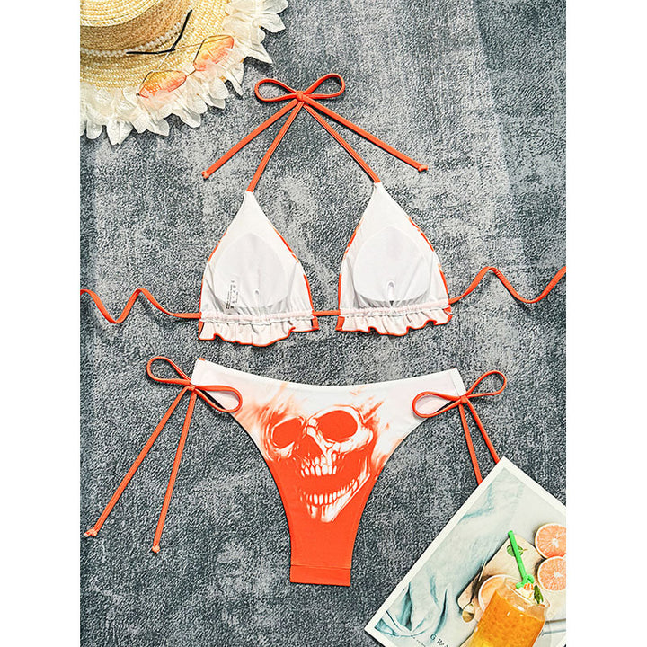 Women's Triangle Bikini Set with Creative Skull Design Mune Fashion