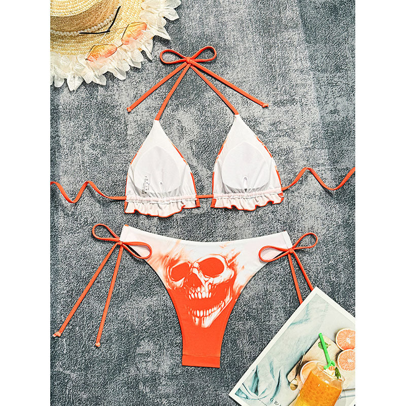 Women's Triangle Bikini Set with Creative Skull Design Mune Fashion