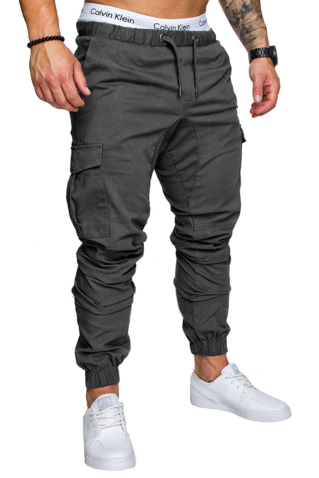 Men's tailored cargo jogger with elastic waistband, drawstring, and patch pockets Mune Fashion