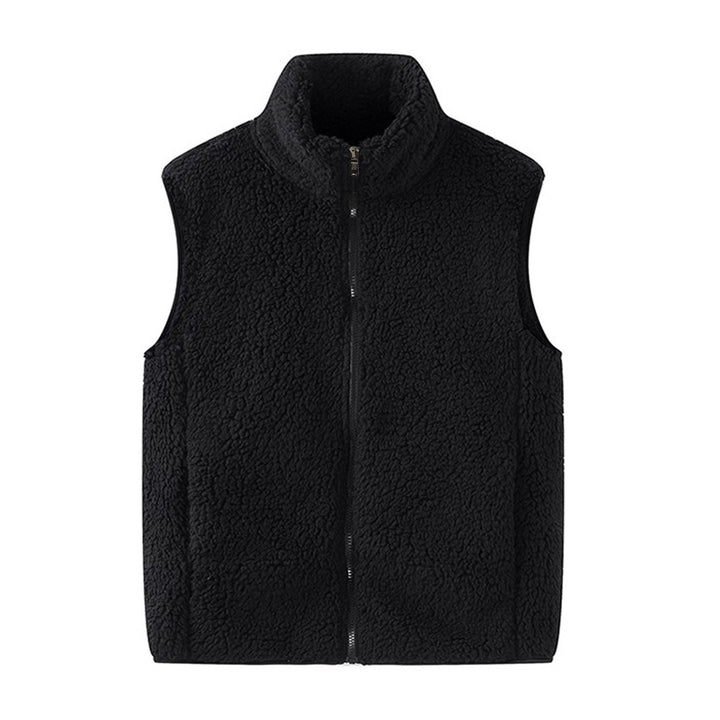 Women's Sleeveless Sherpa Fleece Vest with High Stand-Up Collar and Zipper Mune Fashion