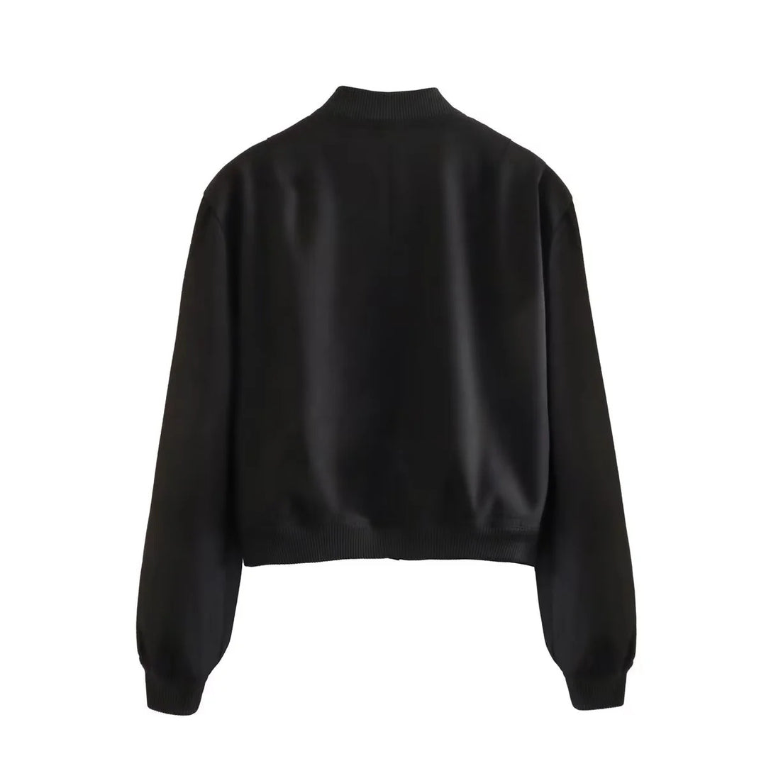 Women's short-cut utility bomber jacket with flap pockets and fine ribbed finishes Mune Fashion