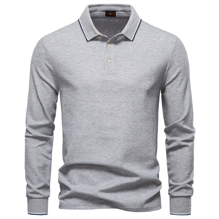 Men's tailored long-sleeve polo made of fine cotton pique with concealed button placket and ribbed cuffs Mune Fashion