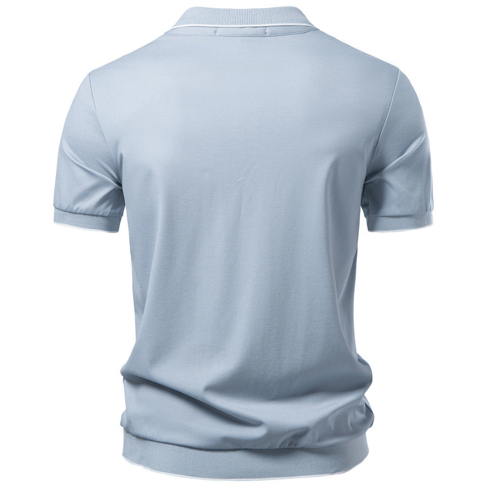 Men's breathable short-sleeved polo shirt made of cotton blend with ribbed hem Mune Fashion