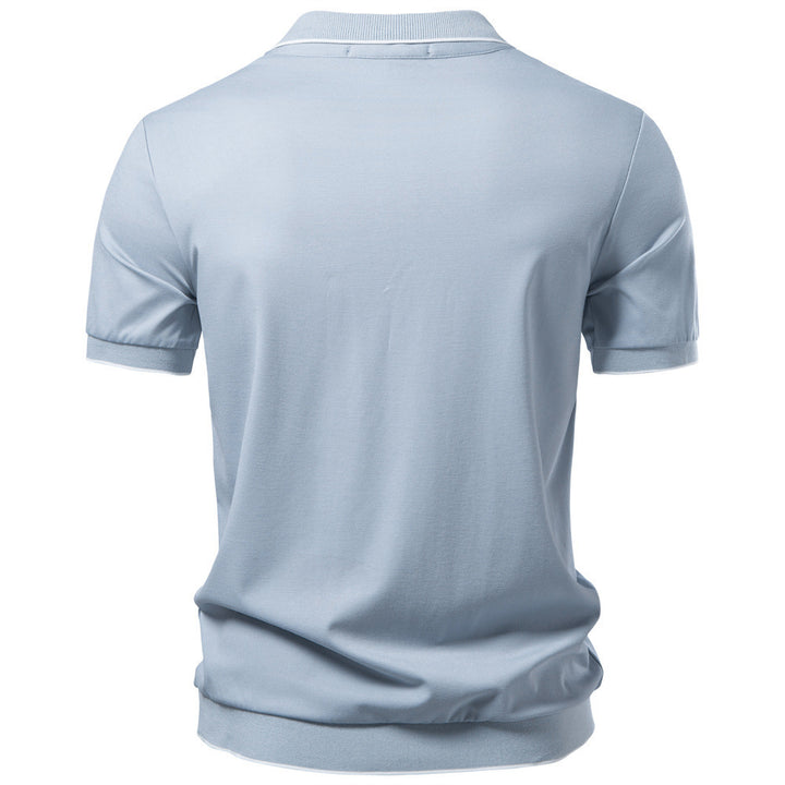 Men's breathable short-sleeved polo shirt made of cotton blend with ribbed hem Mune Fashion