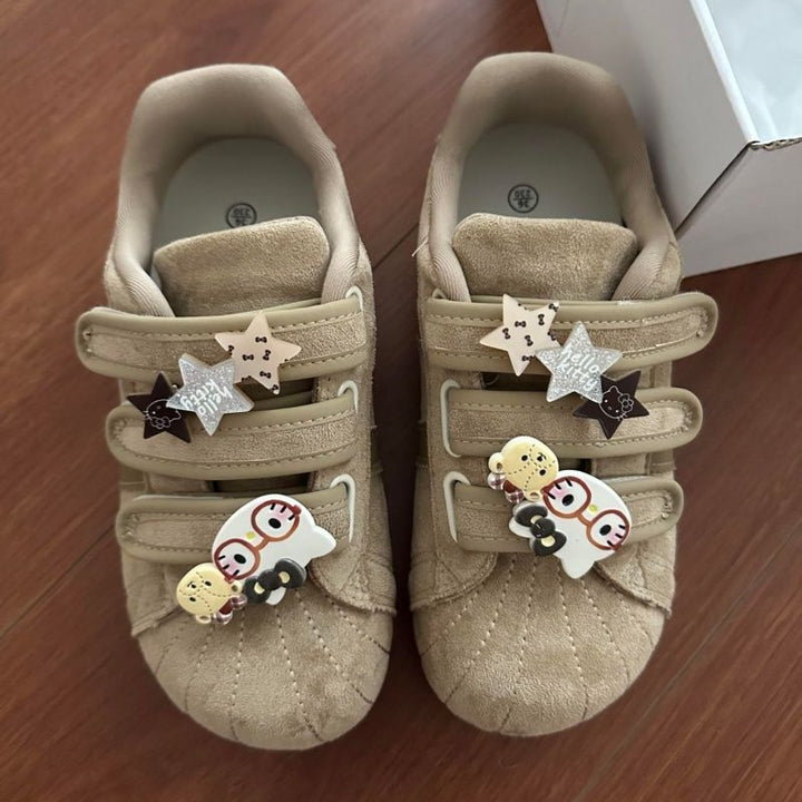 Women's suede sneakers with practical Velcro closures and playful charms Mune Fashion