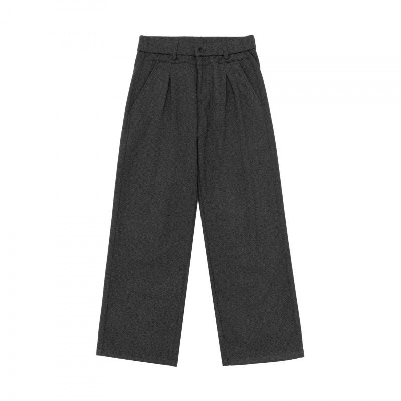 Ladies Wide Pleated Trousers with High Waist and Straight Leg Mune Fashion