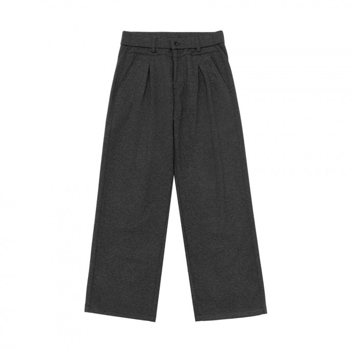 Ladies Wide Pleated Trousers with High Waist and Straight Leg Mune Fashion