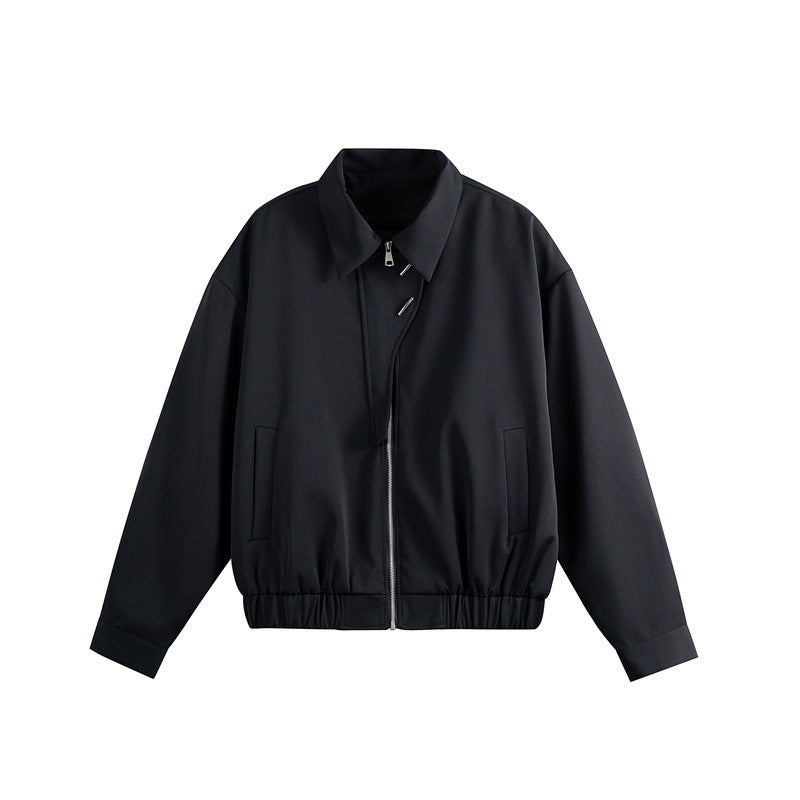 Unisex Lightweight Blouson with Lapel Collar, Hidden Zipper and Elastic Hem Mune Fashion