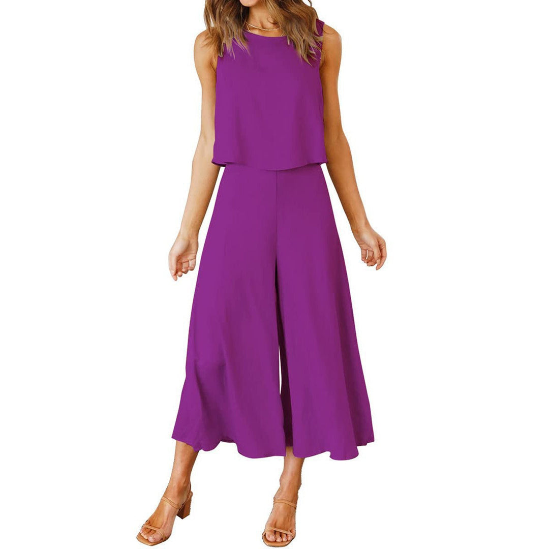 Women Airy Jumpsuit with Flowing Leg and Sleeveless Design Mune Fashion