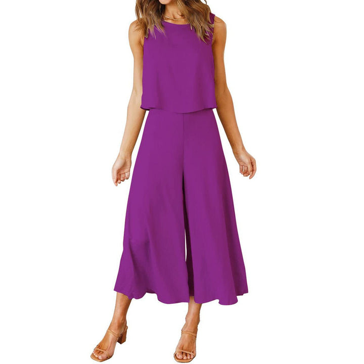 Women Airy Jumpsuit with Flowing Leg and Sleeveless Design Mune Fashion