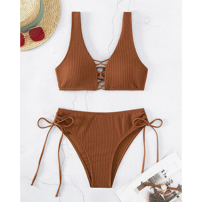 Ladies Bikini set with sophisticated tie design and high-cut bottom Mune Fashion