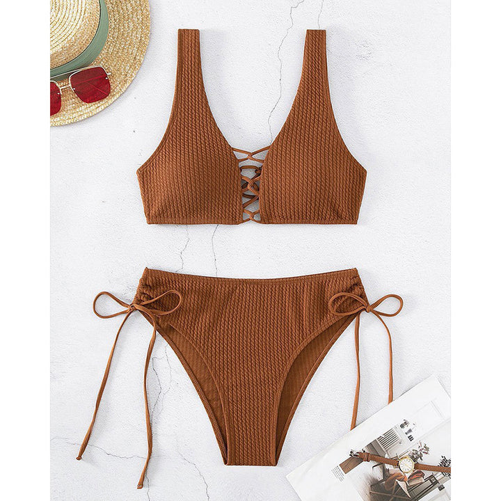 Ladies Bikini set with sophisticated tie design and high-cut bottom Mune Fashion