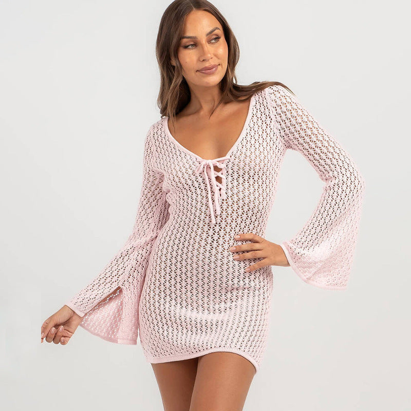 Ladies airy crochet maxi coat Mune Fashion
