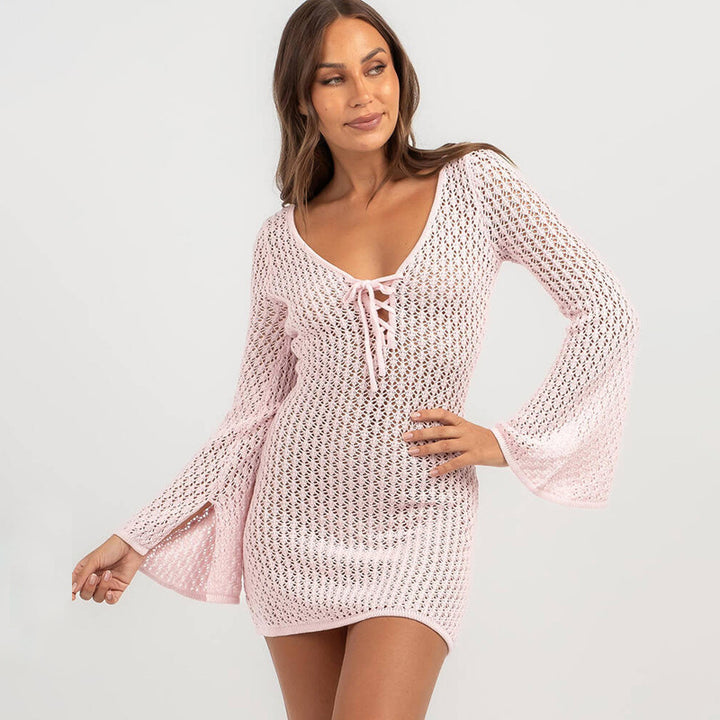 Ladies airy crochet maxi coat Mune Fashion