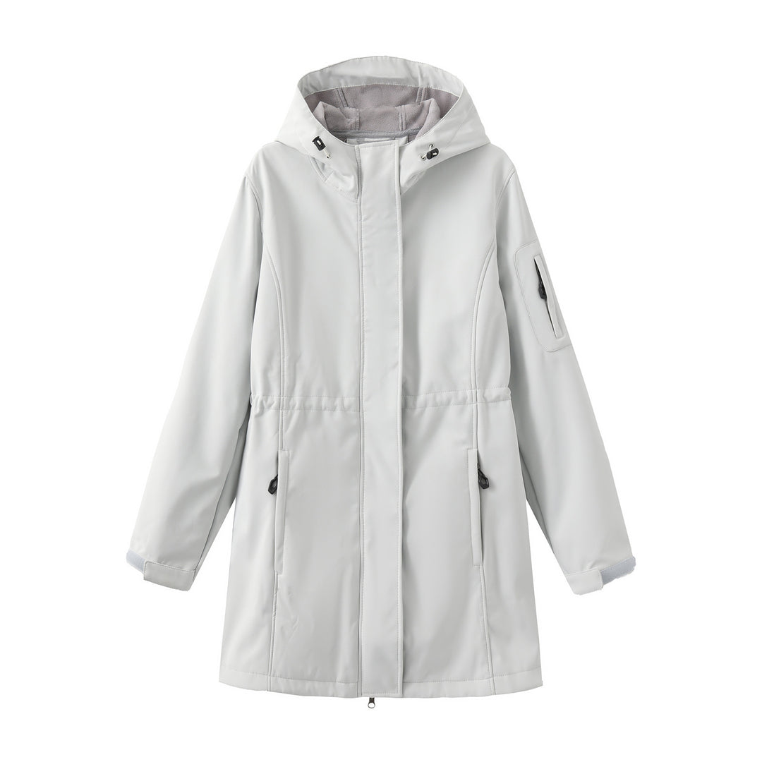 Women's nan functional softshell parka with teddy fleece lining, hood, and waist drawstring Mune Fashion