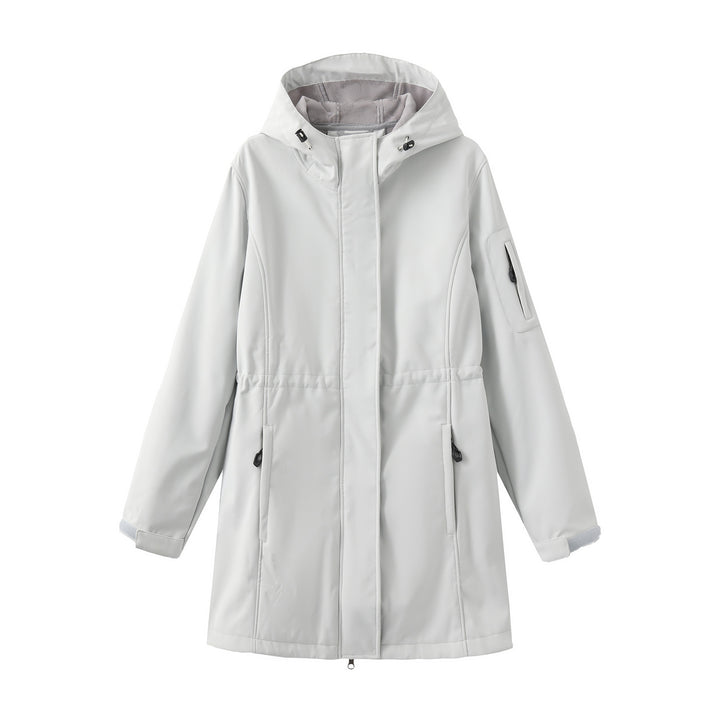 Women's nan functional softshell parka with teddy fleece lining, hood, and waist drawstring Mune Fashion