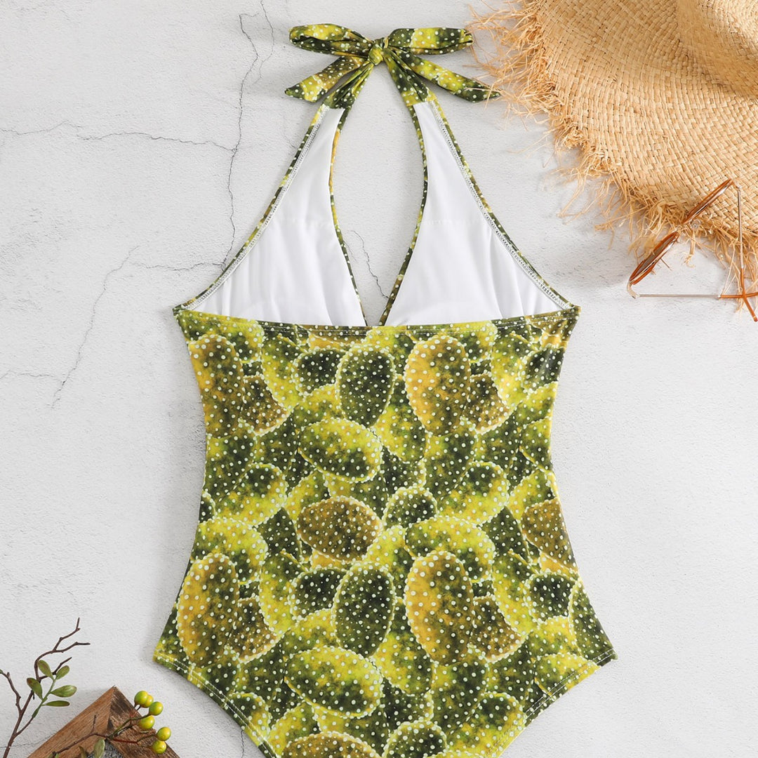 Women's One-Piece Swimsuit with Floral Cactus Design Mune Fashion