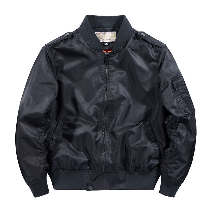 Men's Wind and Water Resistant Nylon Bomber Jacket with Ribbed Cuffs and Sleeve Pocket Mune Fashion