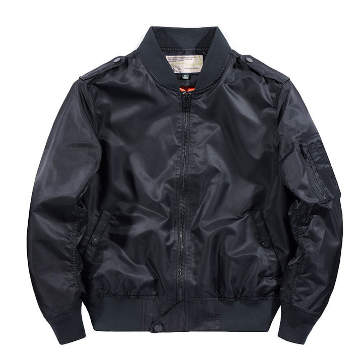 Men's Wind and Water Resistant Nylon Bomber Jacket with Ribbed Cuffs and Sleeve Pocket Mune Fashion