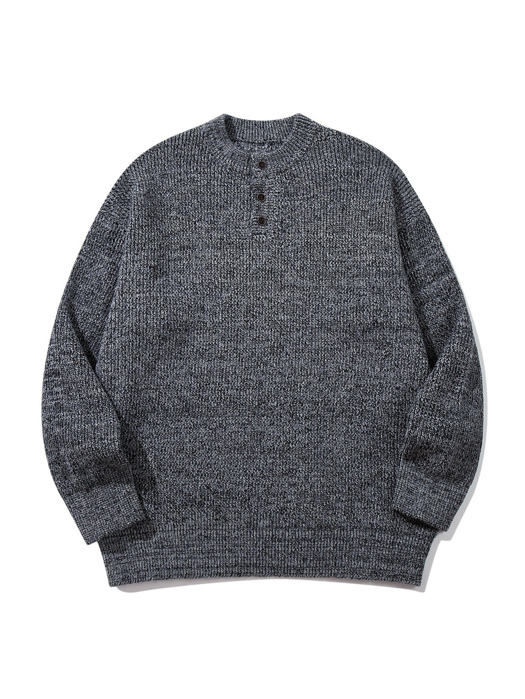 Men's chunky knit henley pullover with half button placket and ribbed cuffs Mune Fashion