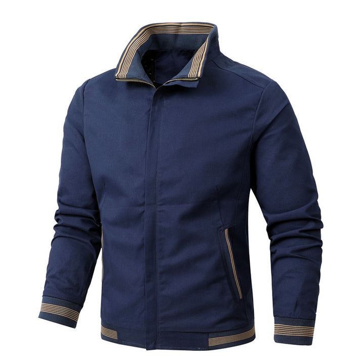 Men's transition jacket with stand-up collar and striped ribbed cuffs Mune Fashion