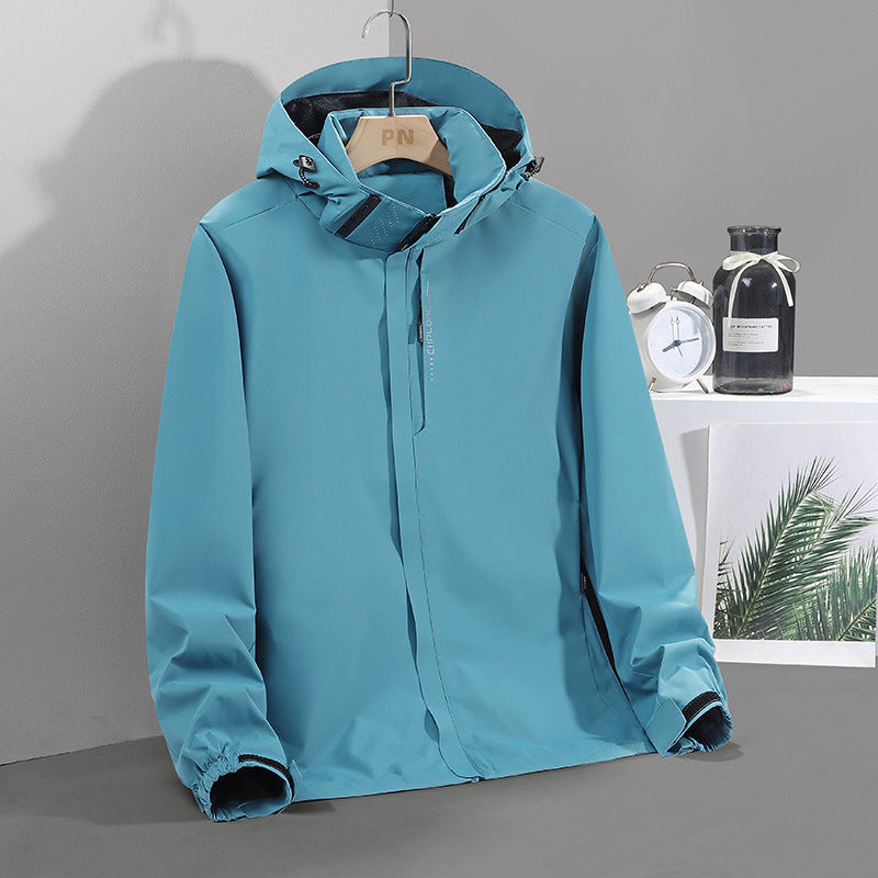 Men's Lightweight Softshell Hooded Jacket with Concealed Zipper and Windproof Membrane Mune Fashion