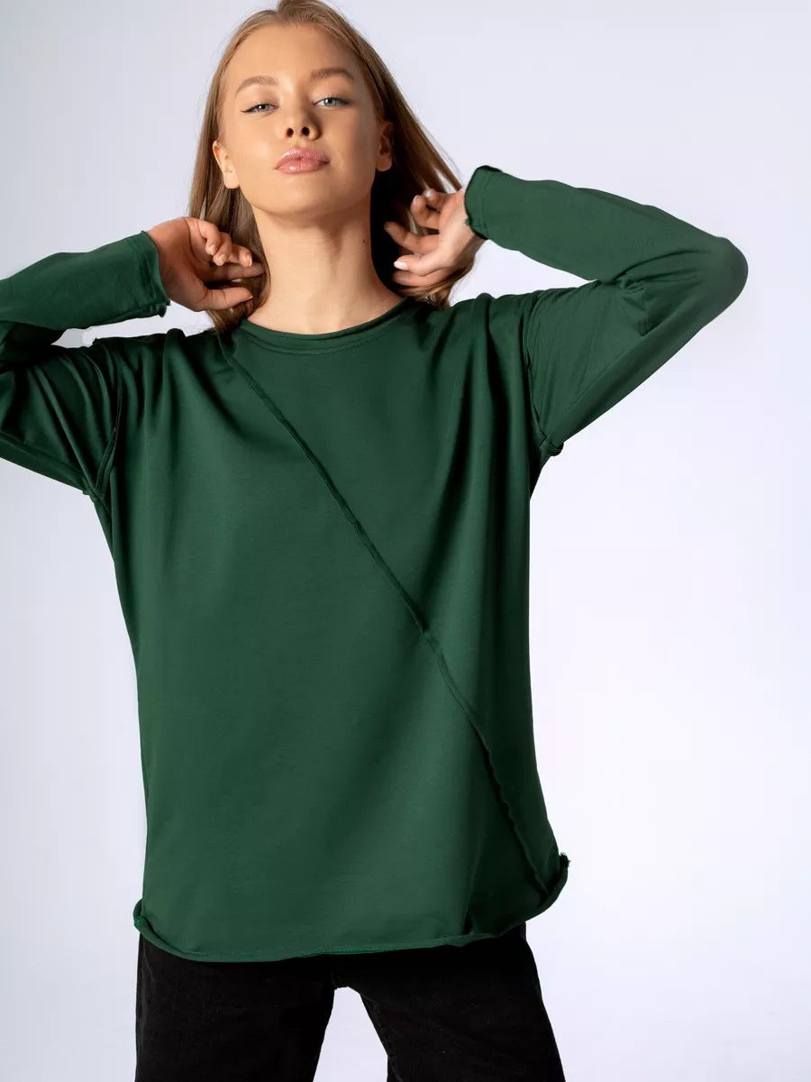 Women Oversized Longsleeve with diagonal seam and drop shoulders Mune Fashion