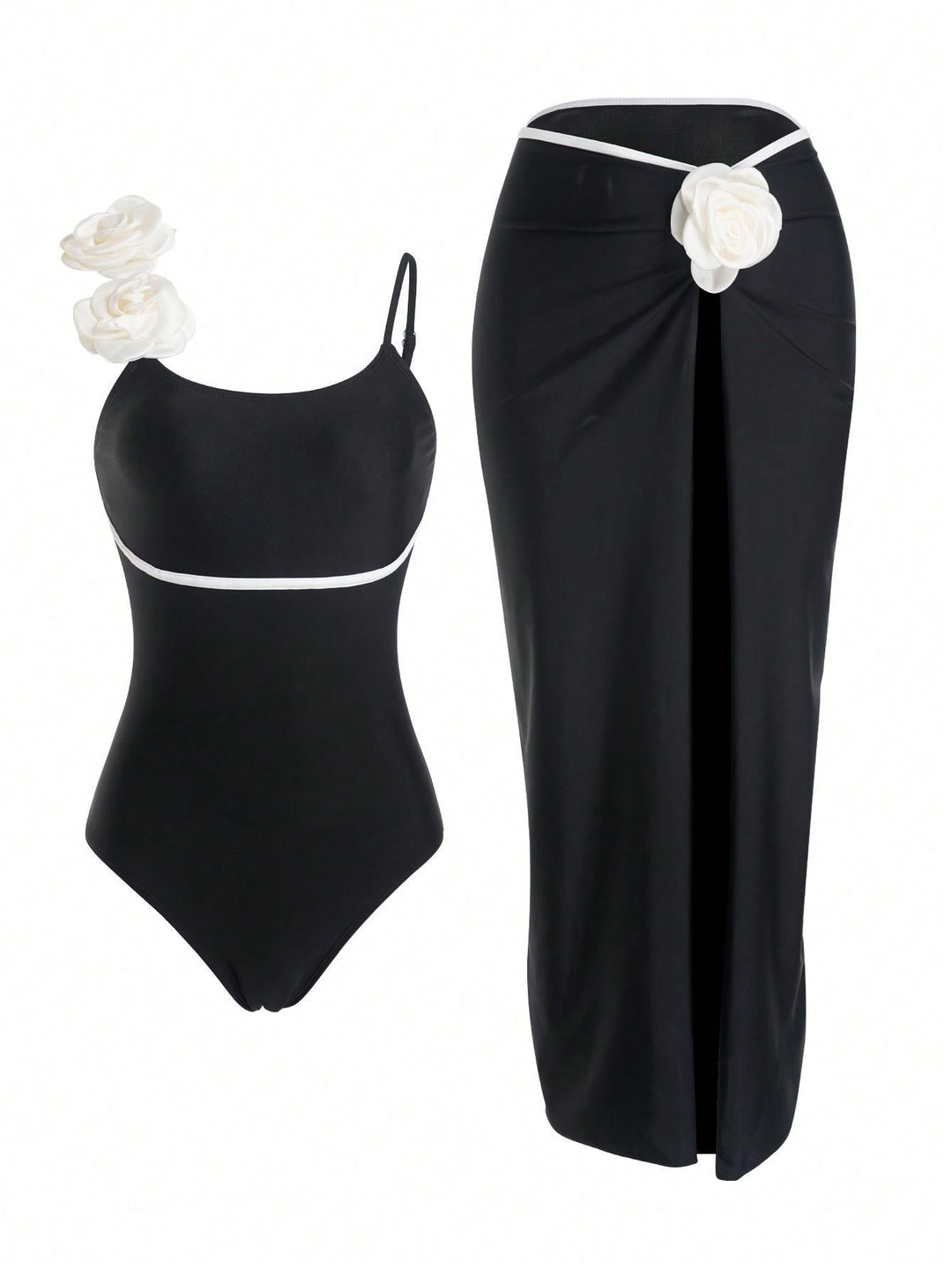 Women’s One-Piece Swimsuit with Elegant Skirt and Playful Flower Details Mune Fashion