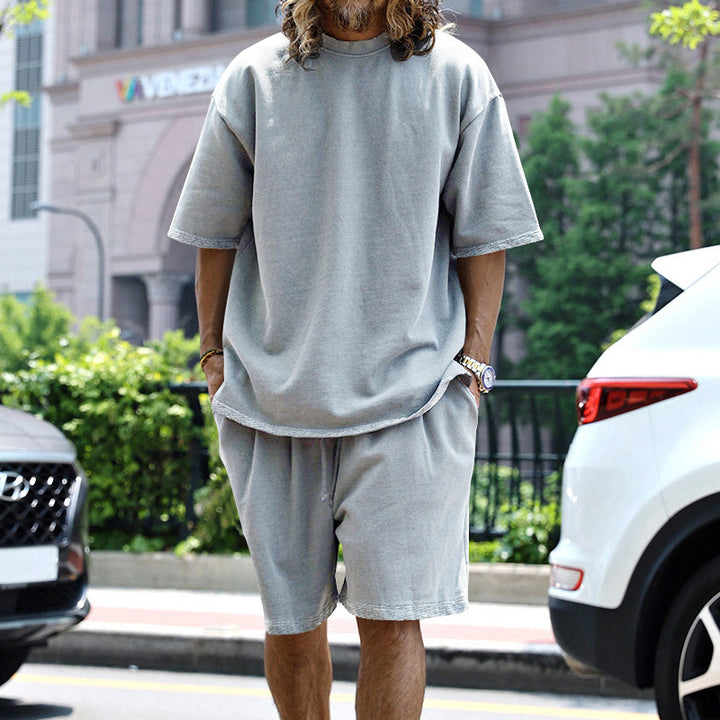 Men's oversized loungewear set with boxy shirt, drawstring shorts, and soft cotton blend Mune Fashion