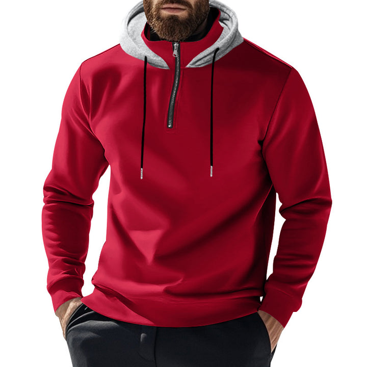 Men's half-zip hoodie with contrasting hood, drawstring and slim silhouette Mune Fashion