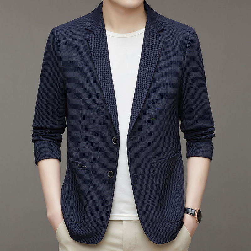 Men's Unstructured Leisure Blazer in Waffle Knit with Patch Pockets Mune Fashion