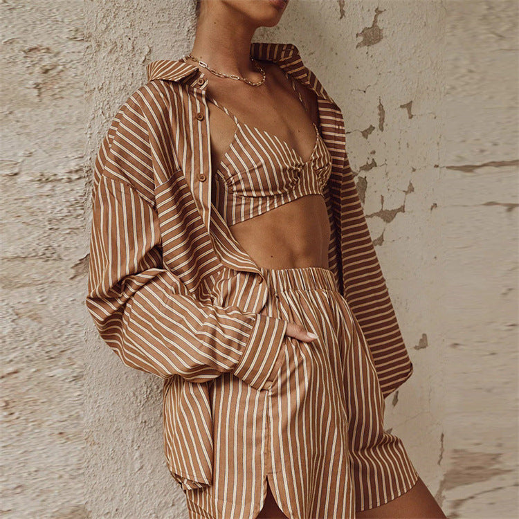 Women Oversized Linen Shirt with Elastic Waist Shorts Set Mune Fashion