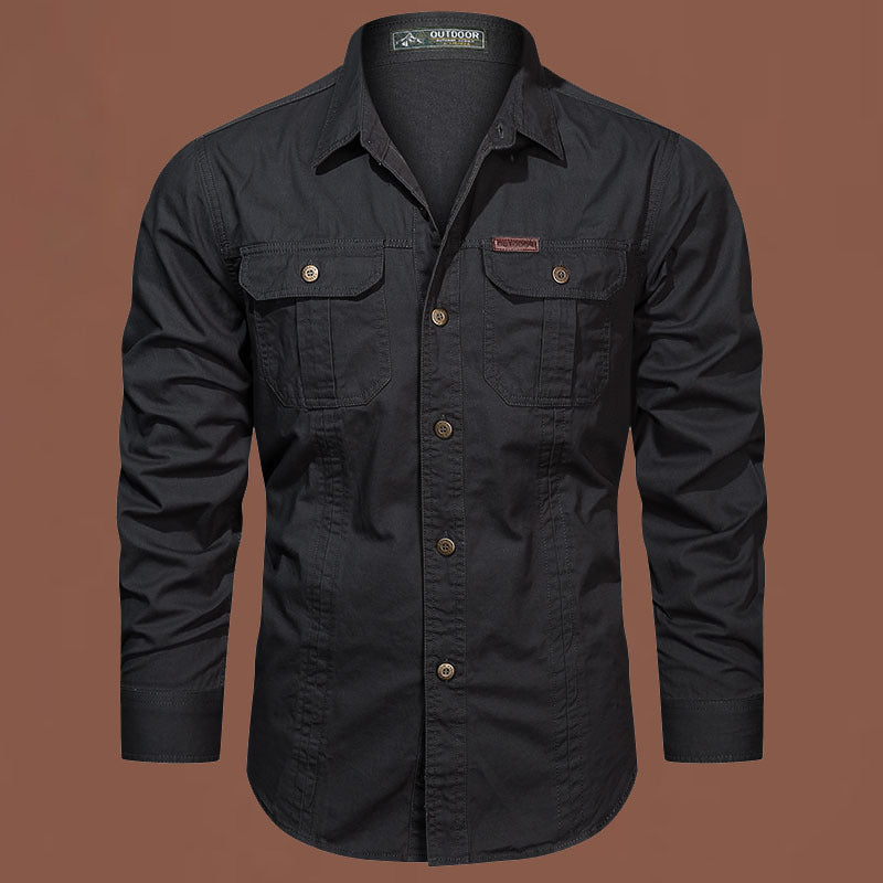 Men's western-inspired canvas shirt with ergonomic flap chest pockets and straight cut Mune Fashion