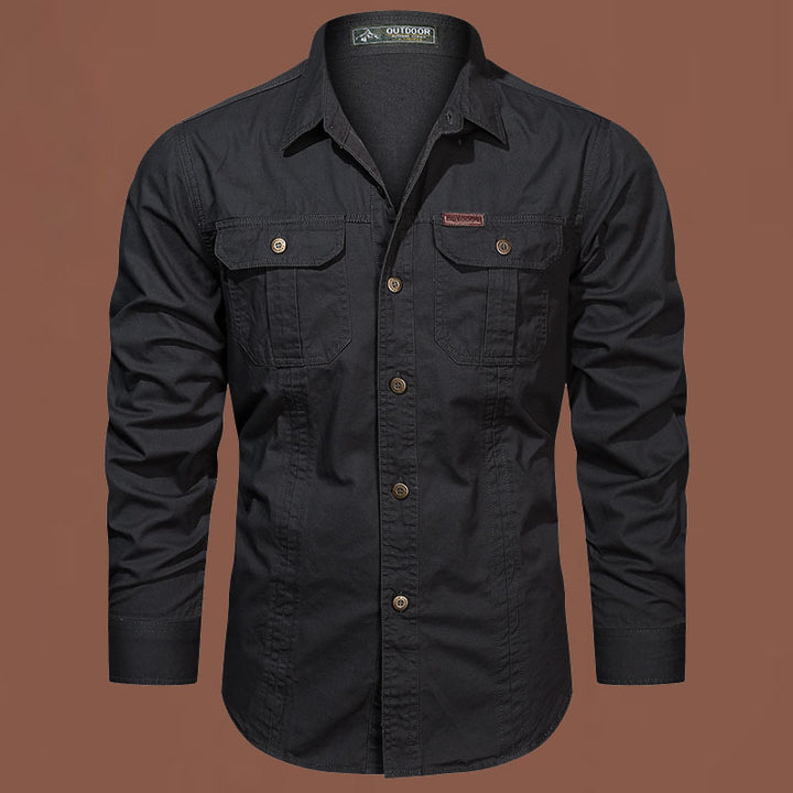Men's western-inspired canvas shirt with ergonomic flap chest pockets and straight cut Mune Fashion