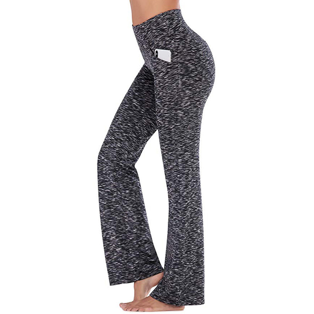 Women’s flared high-waist yoga pants with side mobile pocket and shaping comfort waistband Mune Fashion