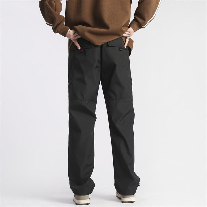 Men's Cargo Twill Pants with Elastic Waistband, Zipper Pockets and Drawstring Mune Fashion