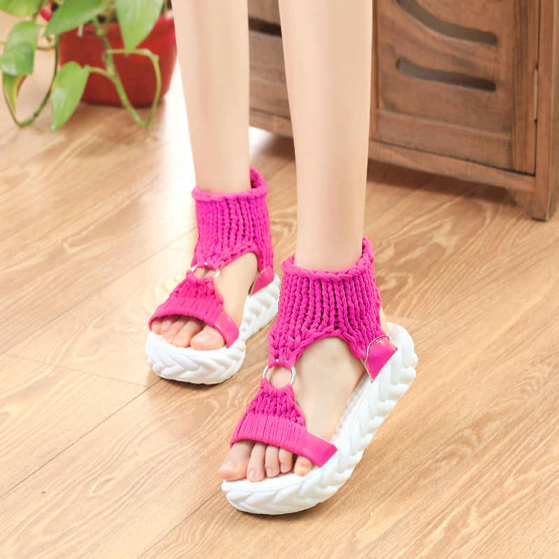 Women nan handwoven braided platform sandals with ergonomic padded sole Mune Fashion