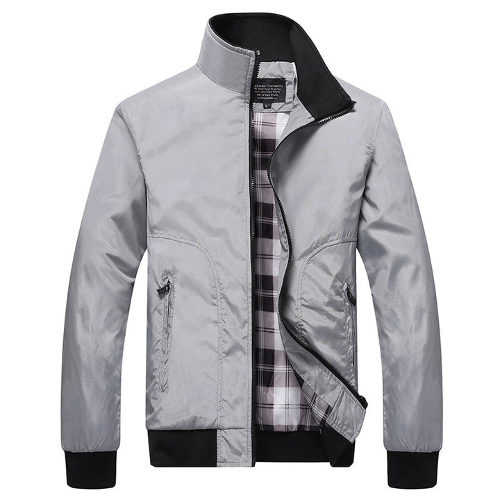 Men's Lightweight Wind and Water Repellent Bomber Jacket with Checked Lining Mune Fashion