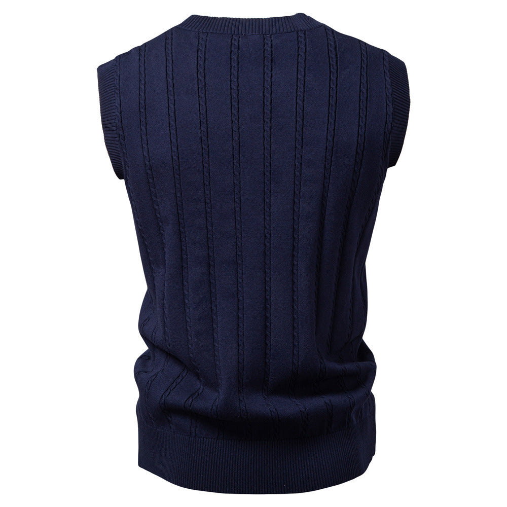 Men's sleeveless knitted vest with V-neck and ribbed hem Mune Fashion