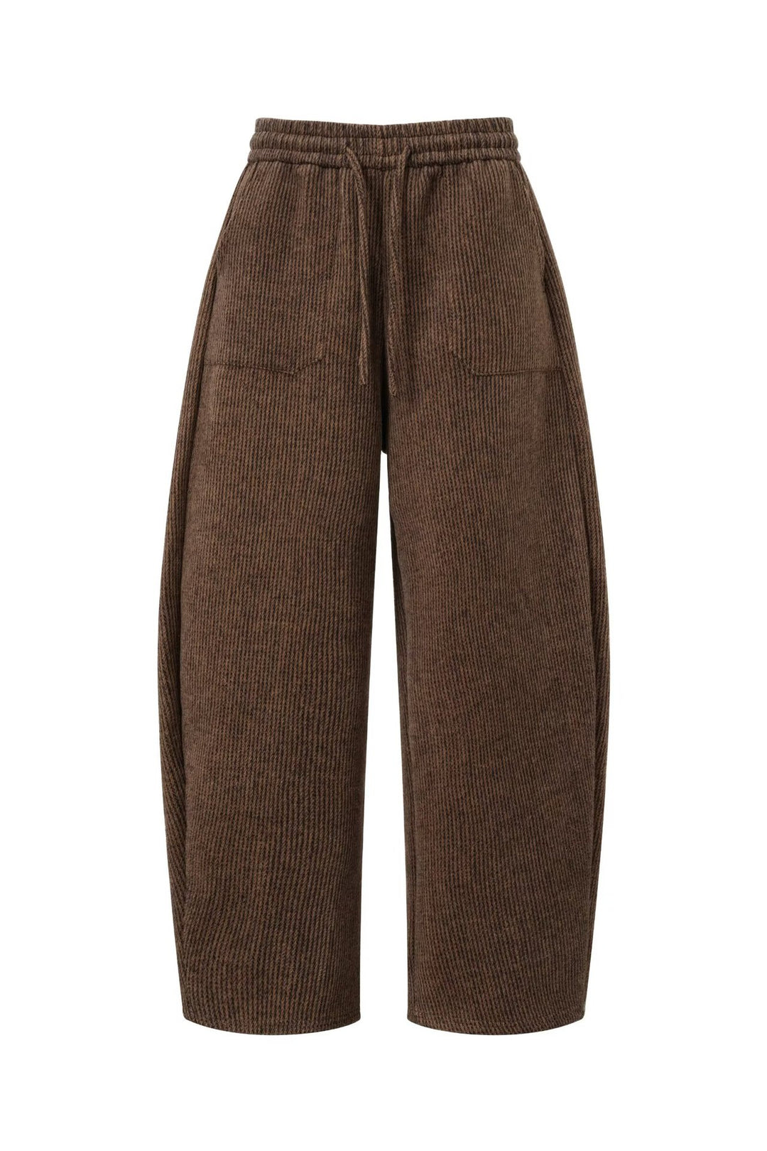 Women's Wide-Cut Corduroy Pants with Elastic Waistband Mune Fashion