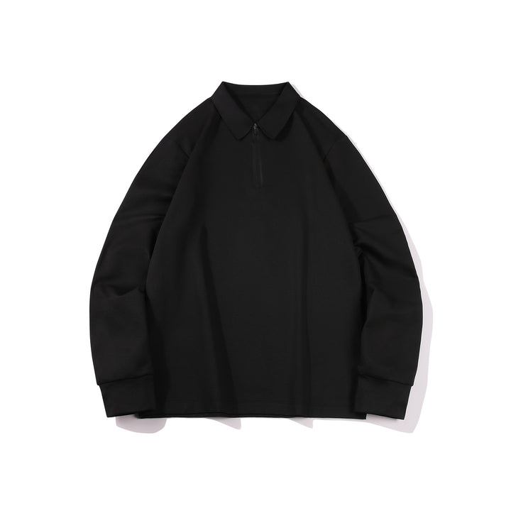 Unisex Oversized Halfzip Pullover with Shirt Collar and Technical Scuba Fabric Drune