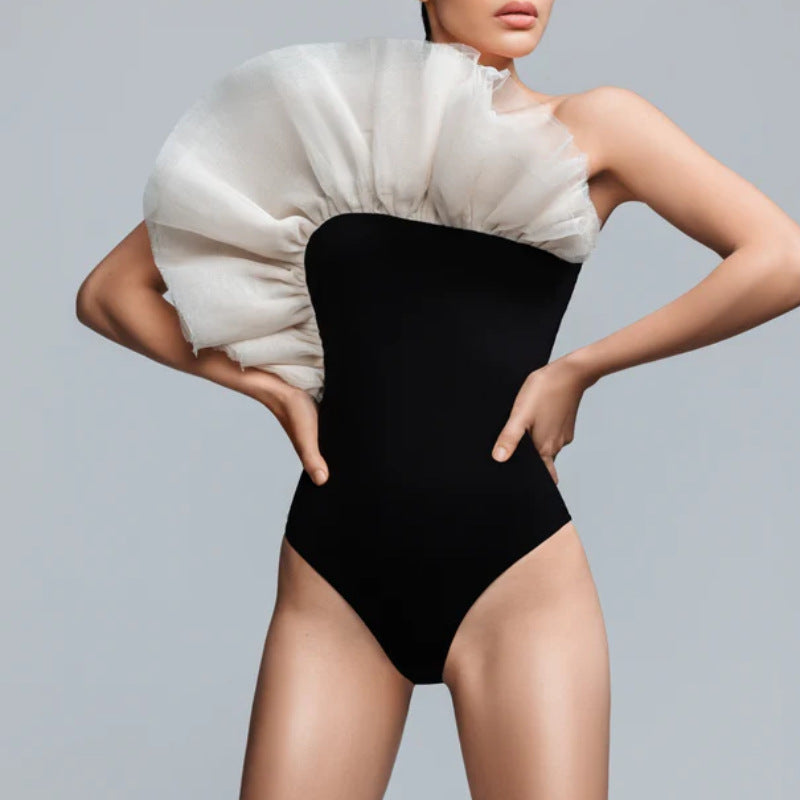 Ladies swimsuit with voluminous ruffle insert Mune Fashion